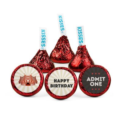 100ct Circus Birthday Candy Party Favors Hershey's Kisses Milk Chocolate (100 Candies + 1 Sheet Stickers) - Assembly Required - by Just Candy Image 1