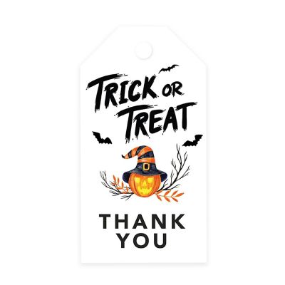 100PC Trick/Treat Pumpkin Halloween Tags Image 1