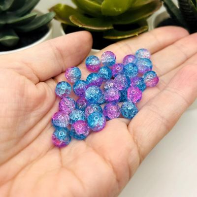100pcs 8mm Purple Blue Crackle Beads Image 1