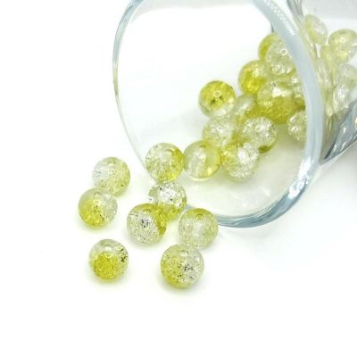 100pcs 8mm Yellow Crackle Glass Beads Image 1
