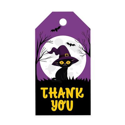 100PCS Cute Black Cat Halloween Gift Tag Image 1