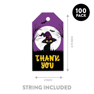 100PCS Cute Black Cat Halloween Gift Tag Image 1