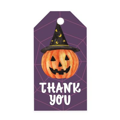 100PCS Cute Pumpkin Hat Halloween Tags Image 1