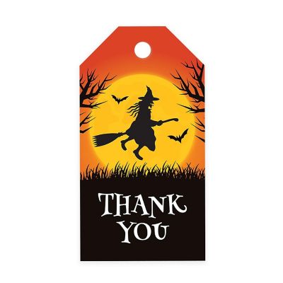 100PCS Witch on Broom Halloween Gift Tag Image 1