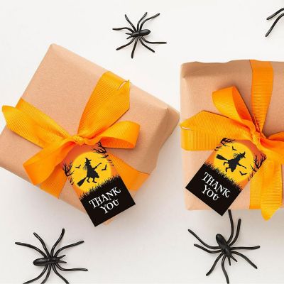 100PCS Witch on Broom Halloween Gift Tag Image 2