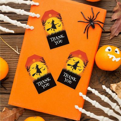 100PCS Witch on Broom Halloween Gift Tag Image 3