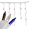 105ct Red  Clear and Blue Christmas Mini Icicle Lights - 6.5ft  White Wire Image 1