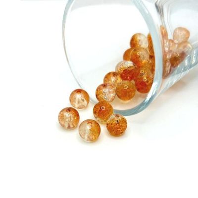 107 Pcs 8mm Orange Crackle Beads Image 1