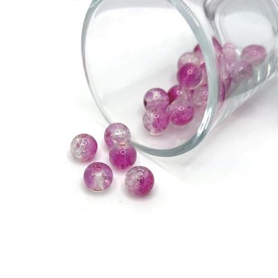 107 Pcs 8mm Pink Crackle Beads Image 1
