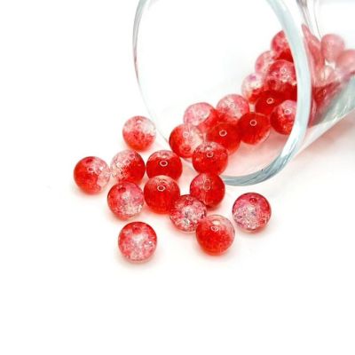107 pcs 8mm Red Crackle Glass Beads Image 1