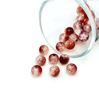 107 pcs 8mm Red Crackle Glass Beads Image 1