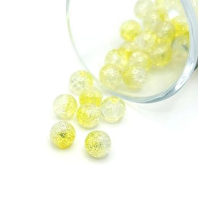 107 pcs 8mm Yellow Crackle Glass Beads Image 1