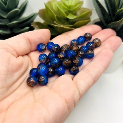 108 pcs 8mm Blue Brown Glass Beads Image 2