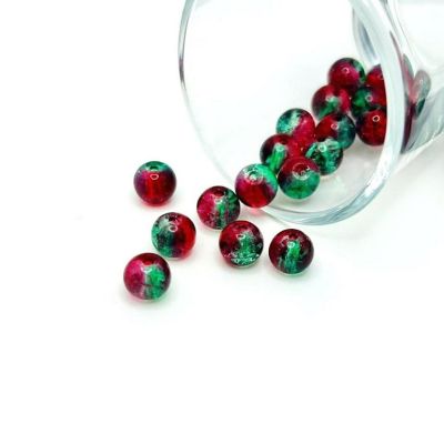 108 pcs 8mm Red Green Glass Beads Image 1