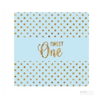 10PK Light Blue Gold Glitter Bar Labels Image 1