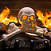 11" Ceramic Skull &amp; Bones Fire Log Halloween Decoration Image 1