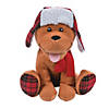 11" Christmas Brown Stuffed Dog with Red Plaid Winter Hat & Scarf Image 1