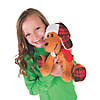 11" Christmas Brown Stuffed Dog with Red Plaid Winter Hat & Scarf Image 1