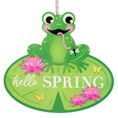 11" Hello Spring Frog Sign Image 1