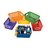 11" x 4 1/2" Classroom Storage Tall Plastic Baskets with Handles - 6 Pc. Image 1