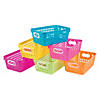 11" x 8" Tall Classroom Neon Plastic Storage Baskets with Handles - 6 Pc. Image 1