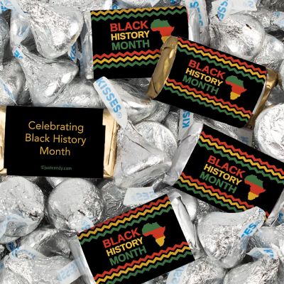 116 Pcs Black History Month Candy Party Favors Hershey's Miniatures and Silver Kisses Chocolate by Just Candy (1.50 lbs) Image 1