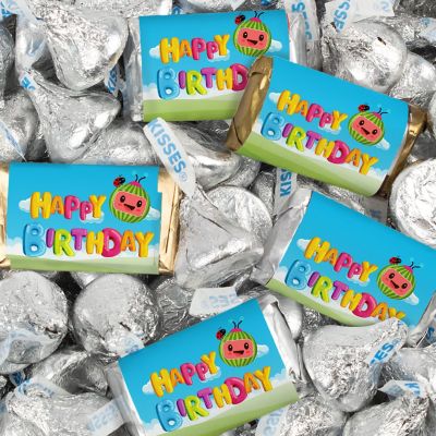 116 Pcs Cooky Melon Kid's Birthday Candy Party Favors Wrapped Hershey's Miniatures and Kisses by Just Candy (1.50 lbs) Image 1
