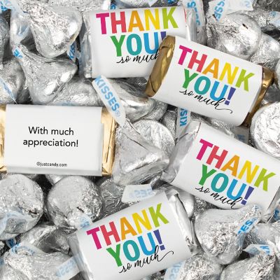116 Pcs Thank You Candy Favors Hershey's Miniatures & Kisses - Colorful Thanks Image 1