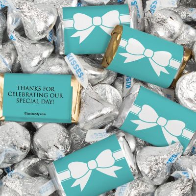 116 Pcs Wedding Candy Favors Hershey's Miniatures & Kisses - Bow Image 1