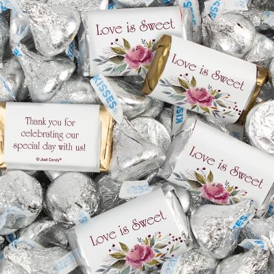 116 Pcs Wedding Candy Favors Hershey's Miniatures & Kisses - Rustic Floral Image 1