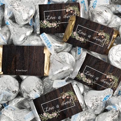 116 Pcs Wedding Candy Favors Hershey's Miniatures & Kisses - Rustic Image 1
