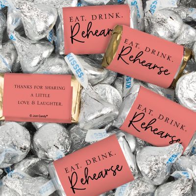 116 Pcs Wedding Rehearsal Dinner Candy Favors Miniatures Chocolate & Kisses (1.50 lbs) - Coral Image 1