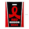 12 1/2" x 17" Bulk 50 Pc. Large Red Ribbon Week Plastic Goody Bags Image 1