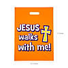 12 1/2" x 17" Bulk 50 Pc. Walk Safely with Jesus Plastic Goody Bags Image 1
