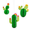 12" - 15 3/4" Cactus Hanging Honeycomb Decorations - 3 Pc. Image 1