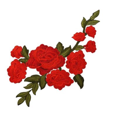 12.5" x 8" Red Large Rose Embroidered Patch 12 Pack Image 1