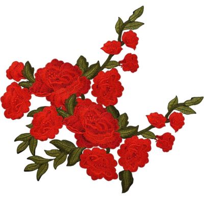 12.5" x 8" Red Large Rose Embroidered Patch 12 Pack Image 2