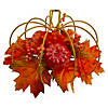 12" Autumn Harvest Maple Leaf and Berry Pumpkin Tabletop Centerpiece Image 2