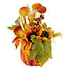 12" Autumn Harvest Orange and Yellow Floral Pumpkin Decoration Image 1
