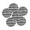 12" Black Striped Hanging Paper Lanterns - 6 Pc. Image 1