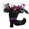 12" Black Witch's Boot with Purple Glittered Roses Halloween Decoration Image 3