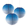 12" Blue Ombre Hanging Paper Lanterns - 3 Pc. Image 1