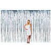 12 Ft. x 8 Ft. Large Silver Metallic Fringe Backdrop Curtain Image 1