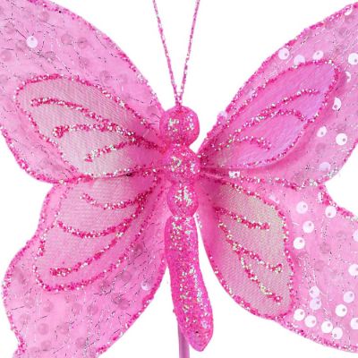 12" Iridescent Sequin Butterfly: Pink Image 1