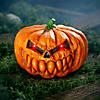 12" Light-Up Scary Plastic Pumpkin with Sound Halloween Decoration Image 1