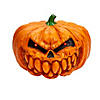 12" Light-Up Scary Plastic Pumpkin with Sound Halloween Decoration Image 1