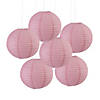 12" Medium Dusty Rose Hanging Round Paper Lanterns - 6 Pc. Image 1