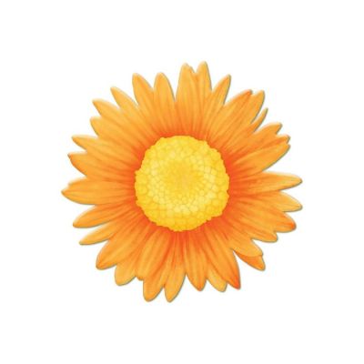 12" Metal Embossed Daisy Hanger: Orange Image 1