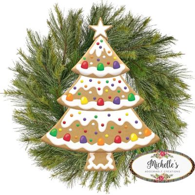 12" Metal Embossed Hanger: Gingerbread Tree Gumdrops Image 3