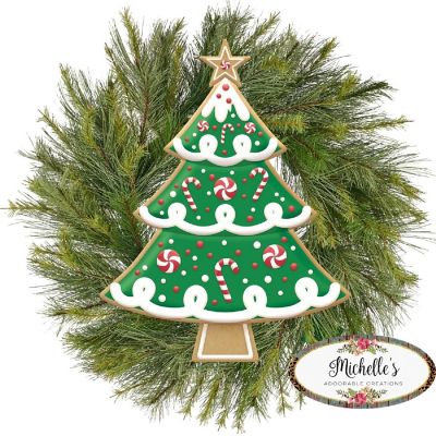 12" Metal Embossed Hanger: Peppermint Cookie Tree Image 2
